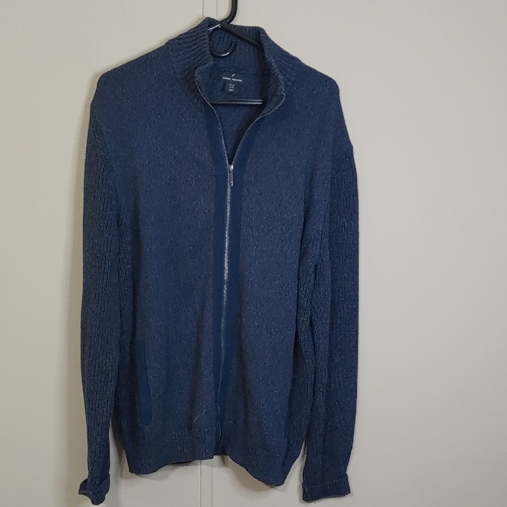Daniel Hechter Paris Sweater Men's Blue Cotton Full Zip Size XL